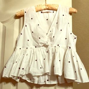 Zara peplum sleeveless polka dot top